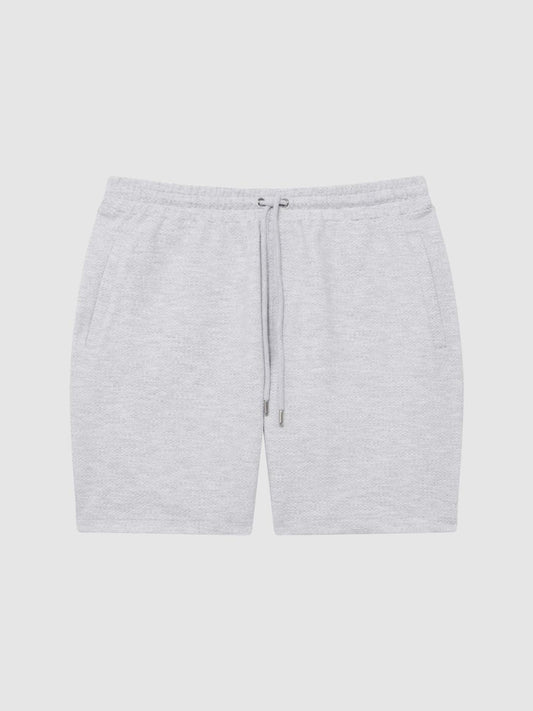Reiss Loungewear &amp; Nightwear | Robin Textured Drawstring Shorts Grey Melange - Men