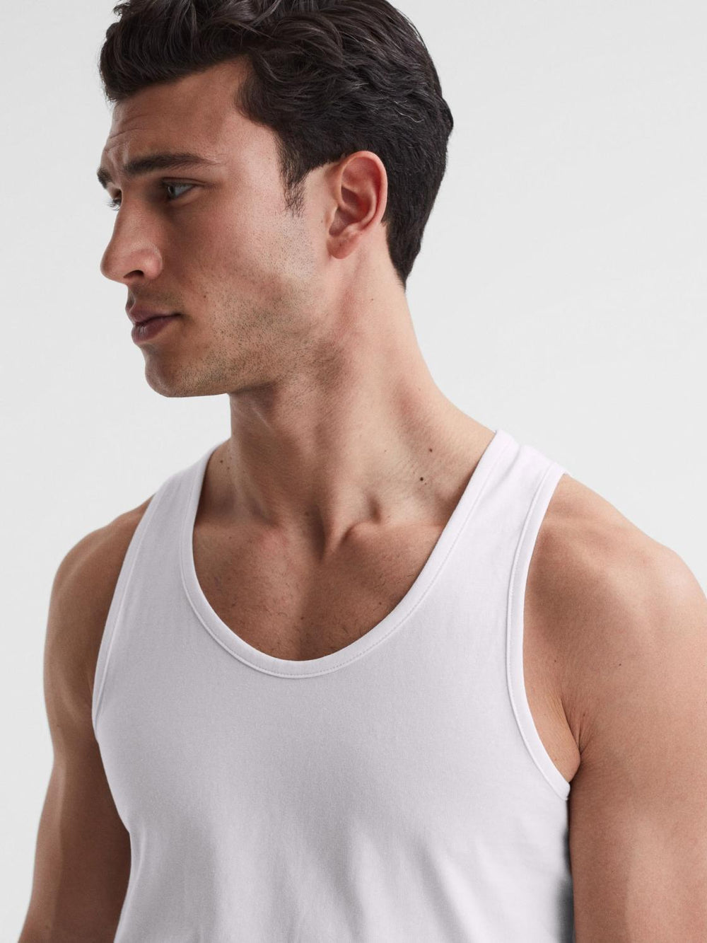 Reiss Loungewear &amp; Nightwear | Vinnie Cotton Stretch Vest White - Men