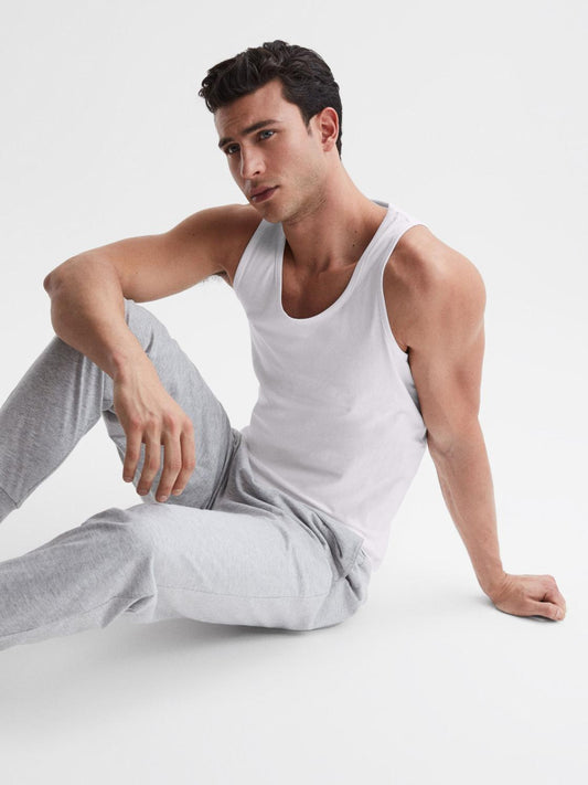 Reiss Loungewear &amp; Nightwear | Vinnie Cotton Stretch Vest White - Men