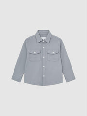 Reiss Overshirts | Carlo Long Sleeve Textured Overshirt Soft Blue - Children