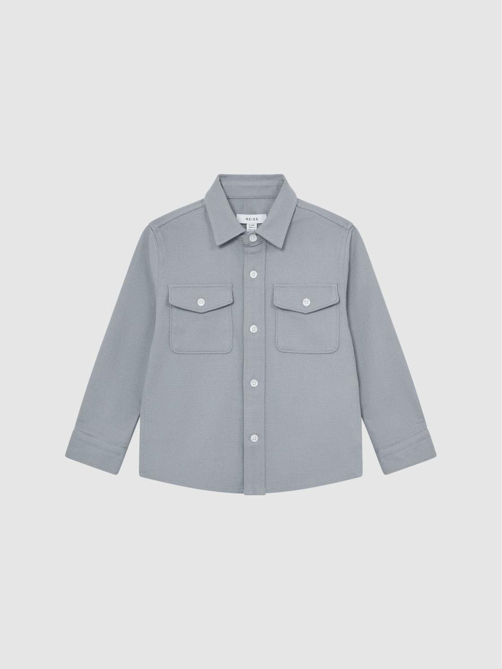 Reiss Overshirts | Carlo Long Sleeve Textured Overshirt Soft Blue - Children