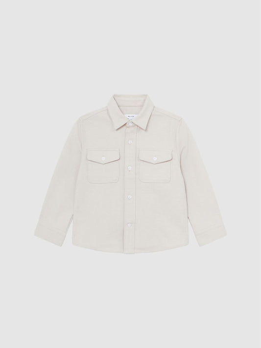 Reiss Overshirts | Carlo Long Sleeve Textured Overshirt Soft Blue - Children