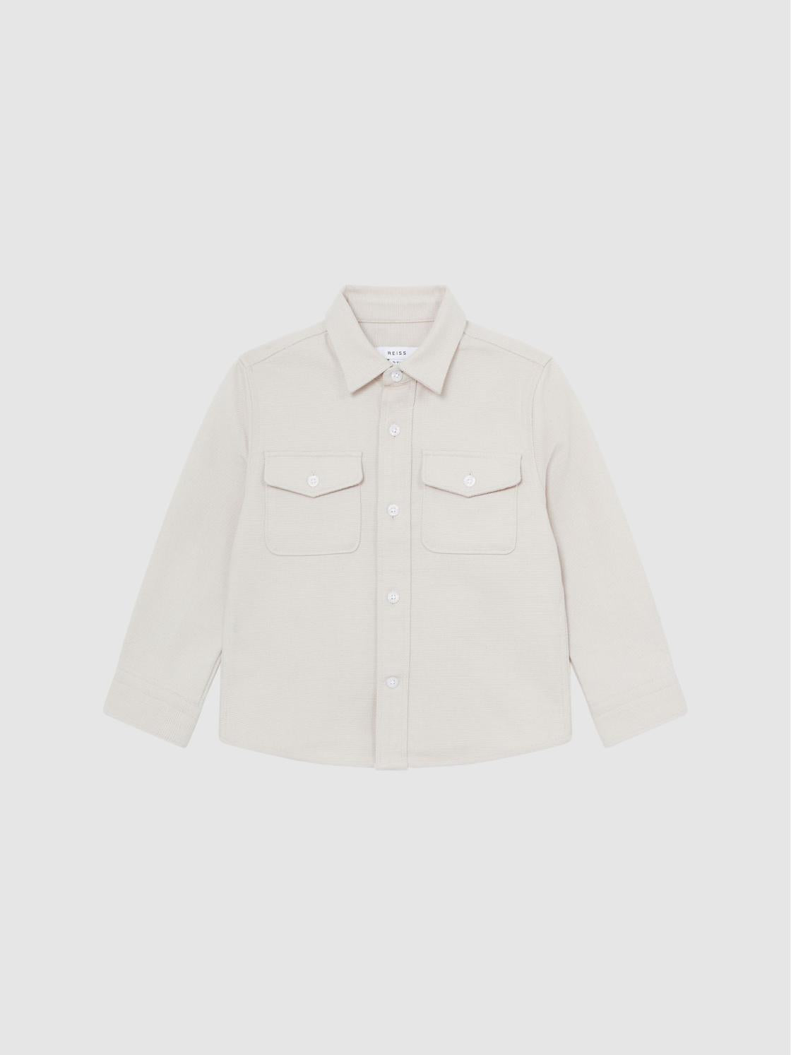 Reiss Overshirts | Carlo Long Sleeve Textured Overshirt Soft Blue - Children