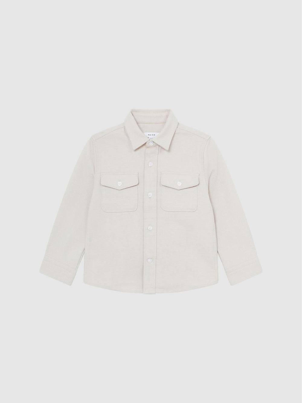 Reiss Overshirts | Carlo Long Sleeve Textured Overshirt Soft Blue - Children