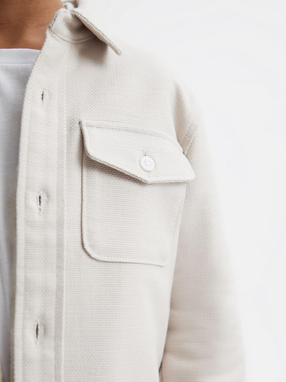 Reiss Overshirts | Carlo Long Sleeve Textured Overshirt Soft Blue - Children