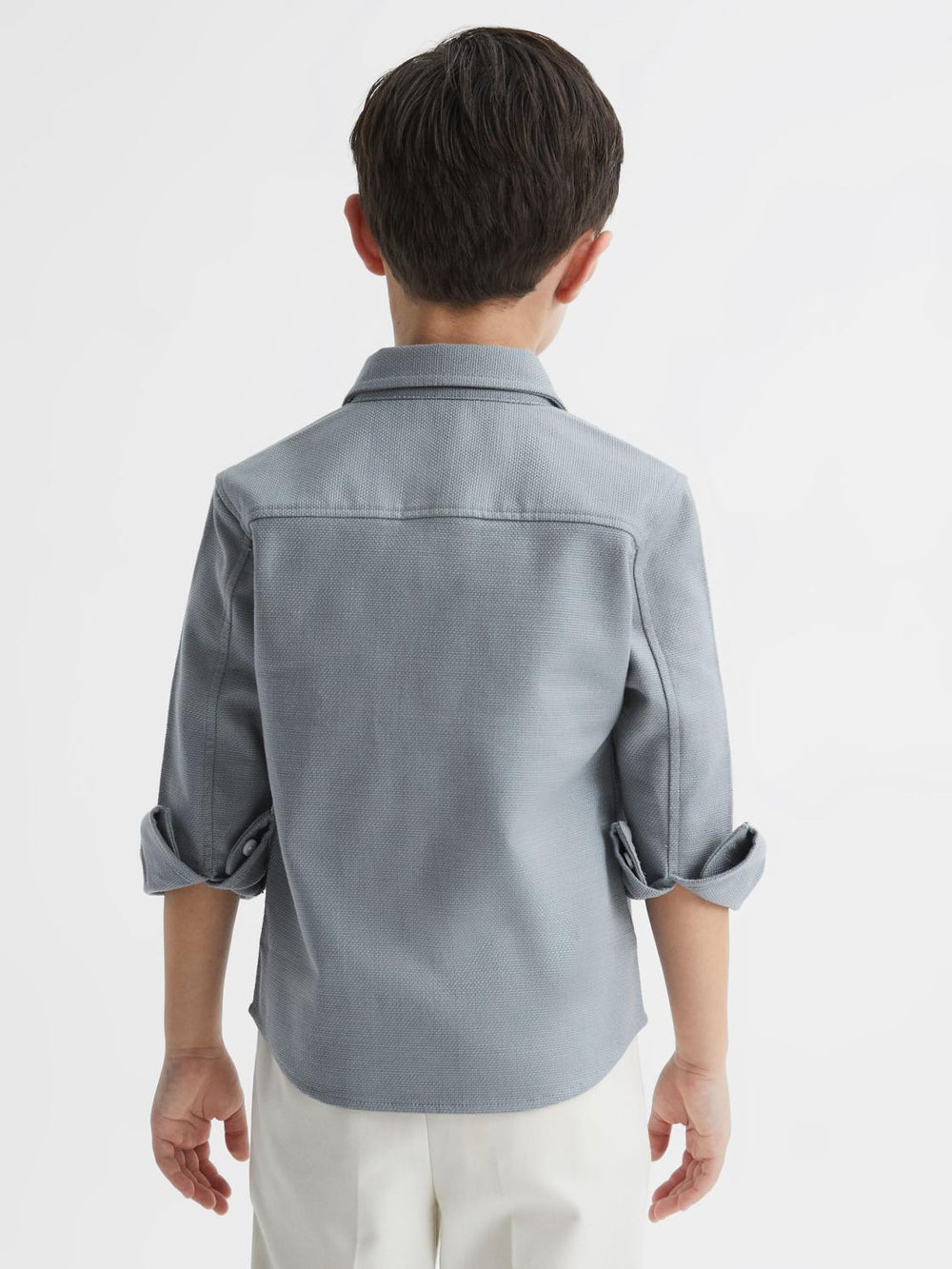 Reiss Overshirts | Carlo Long Sleeve Textured Overshirt Soft Blue - Children