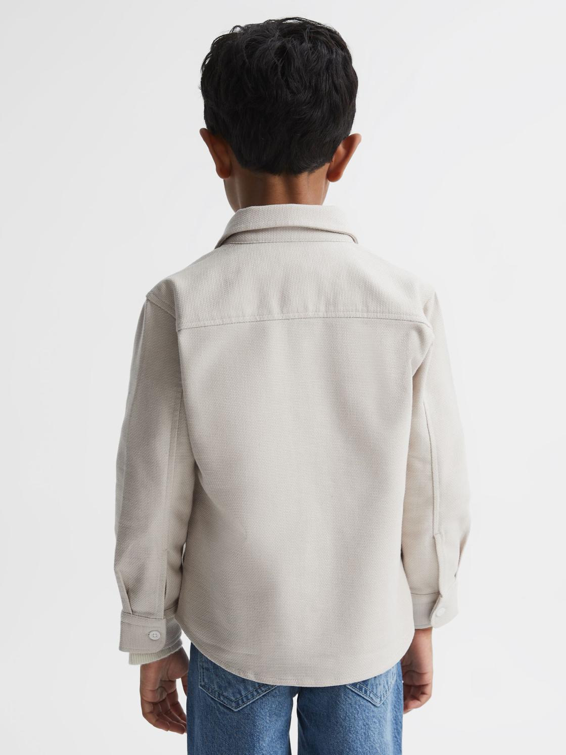 Reiss Overshirts | Carlo Long Sleeve Textured Overshirt Soft Blue - Children