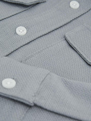 Reiss Overshirts | Carlo Long Sleeve Textured Overshirt Soft Blue - Children