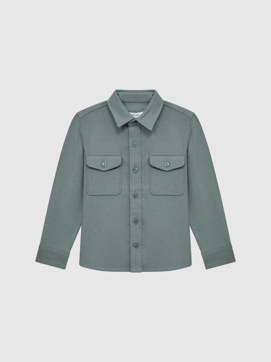 Reiss Overshirts | Tampa Twin Pocket Overshirt Duck Egg - Children