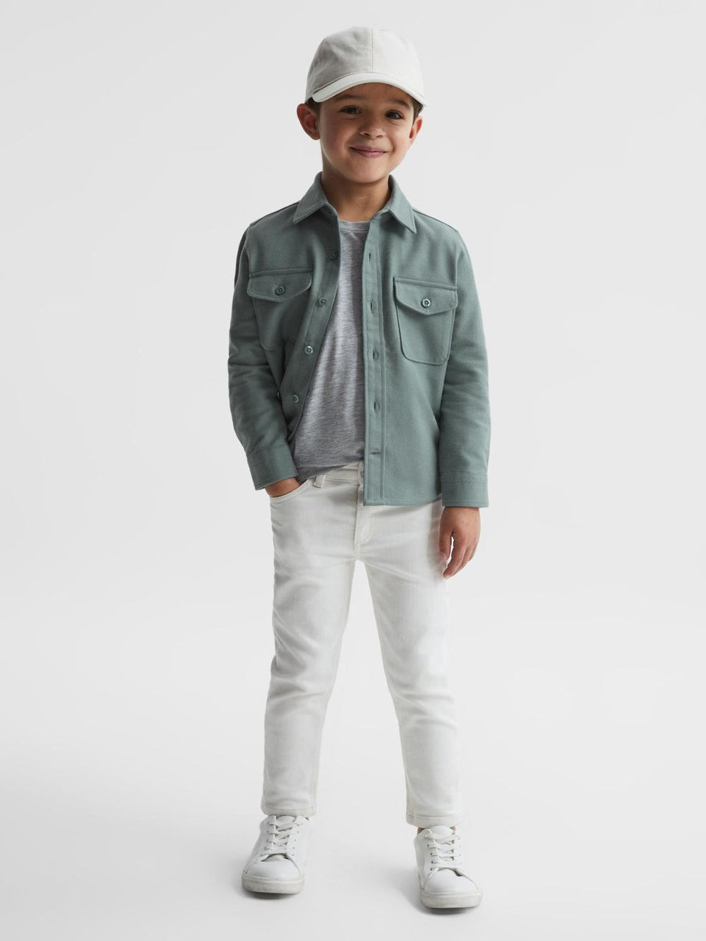 Reiss Overshirts | Tampa Twin Pocket Overshirt Duck Egg - Children