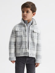 Reiss Overshirts | Titan Checked Overshirt Grey/ecru - Children