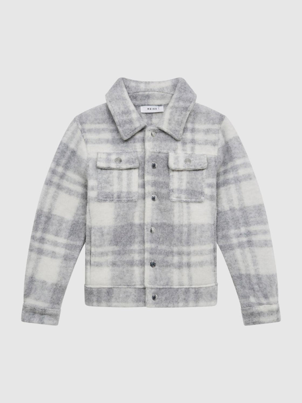 Reiss Overshirts | Titan Checked Overshirt Grey/ecru - Children