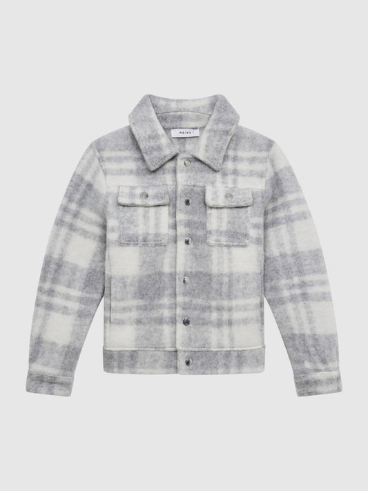 Reiss Overshirts | Titan Checked Overshirt Grey/ecru - Children