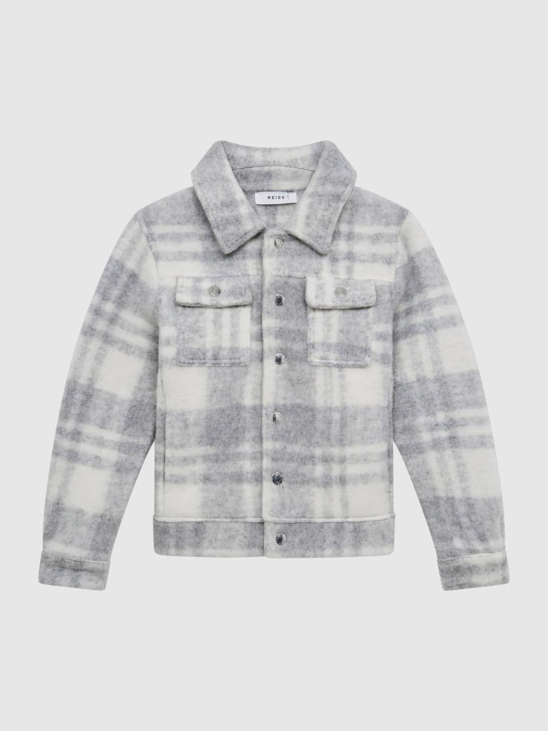 Reiss Overshirts | Titan Checked Overshirt Grey/ecru - Children