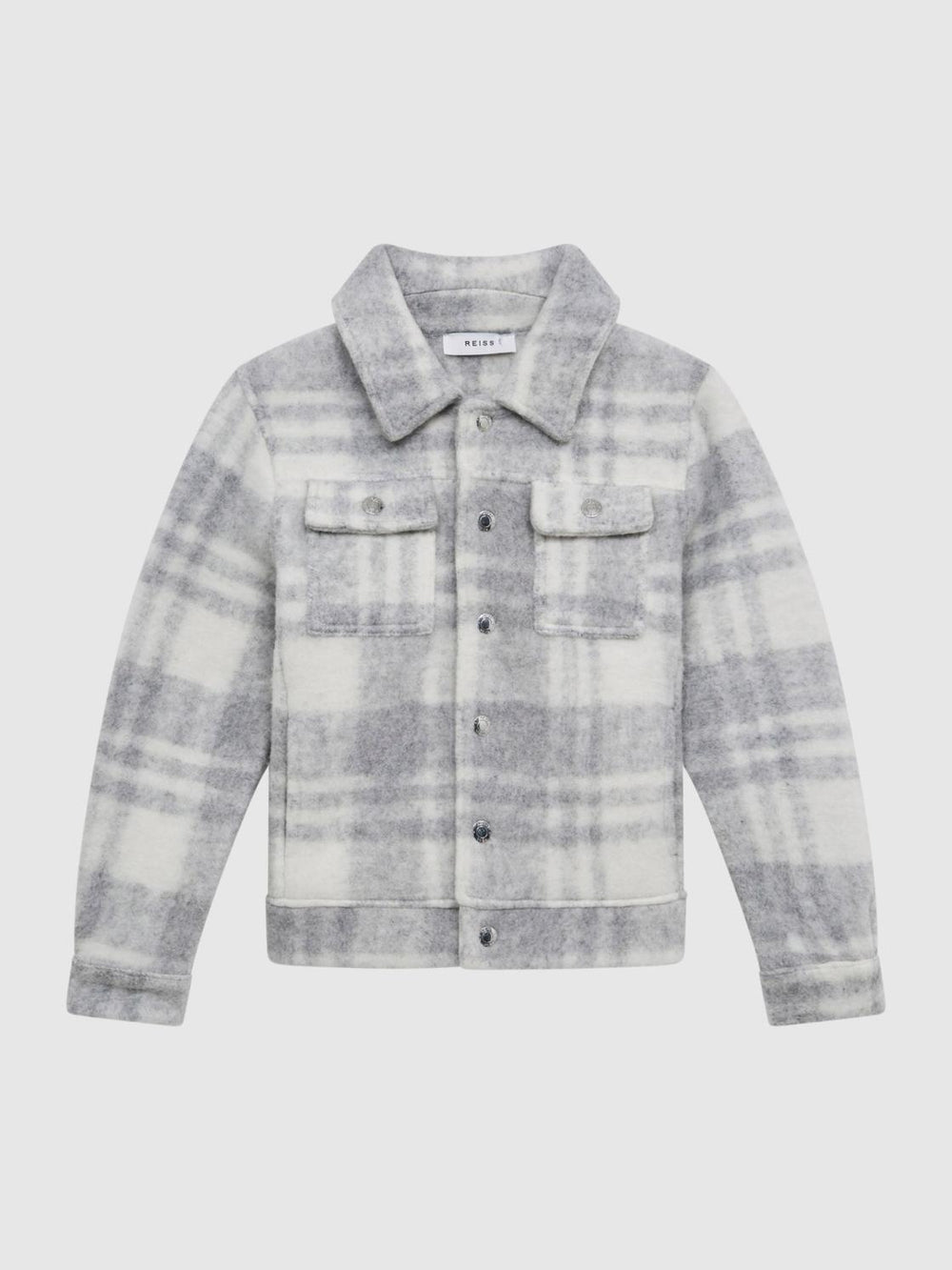 Reiss Overshirts | Titan Checked Overshirt Grey/ecru - Children