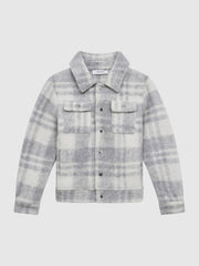 Reiss Overshirts | Titan Checked Overshirt Grey/ecru - Children