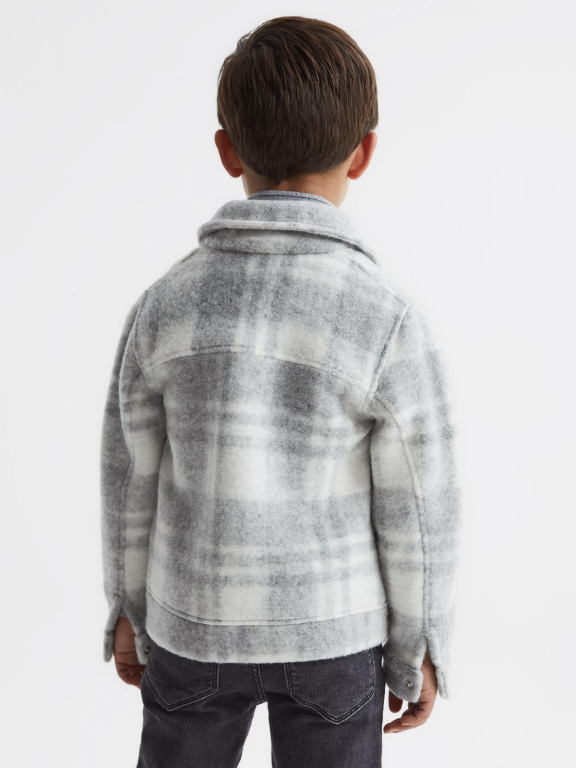 Reiss Overshirts | Titan Checked Overshirt Grey/ecru - Children