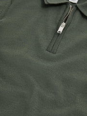 Reiss Polo Shirts | Maxwell Merino Zip Neck Polo T-Shirt Ivy Green - Children
