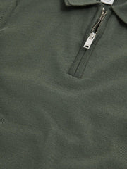 Reiss Polo Shirts | Maxwell Merino Zip Neck Polo T-Shirt Ivy Green - Children