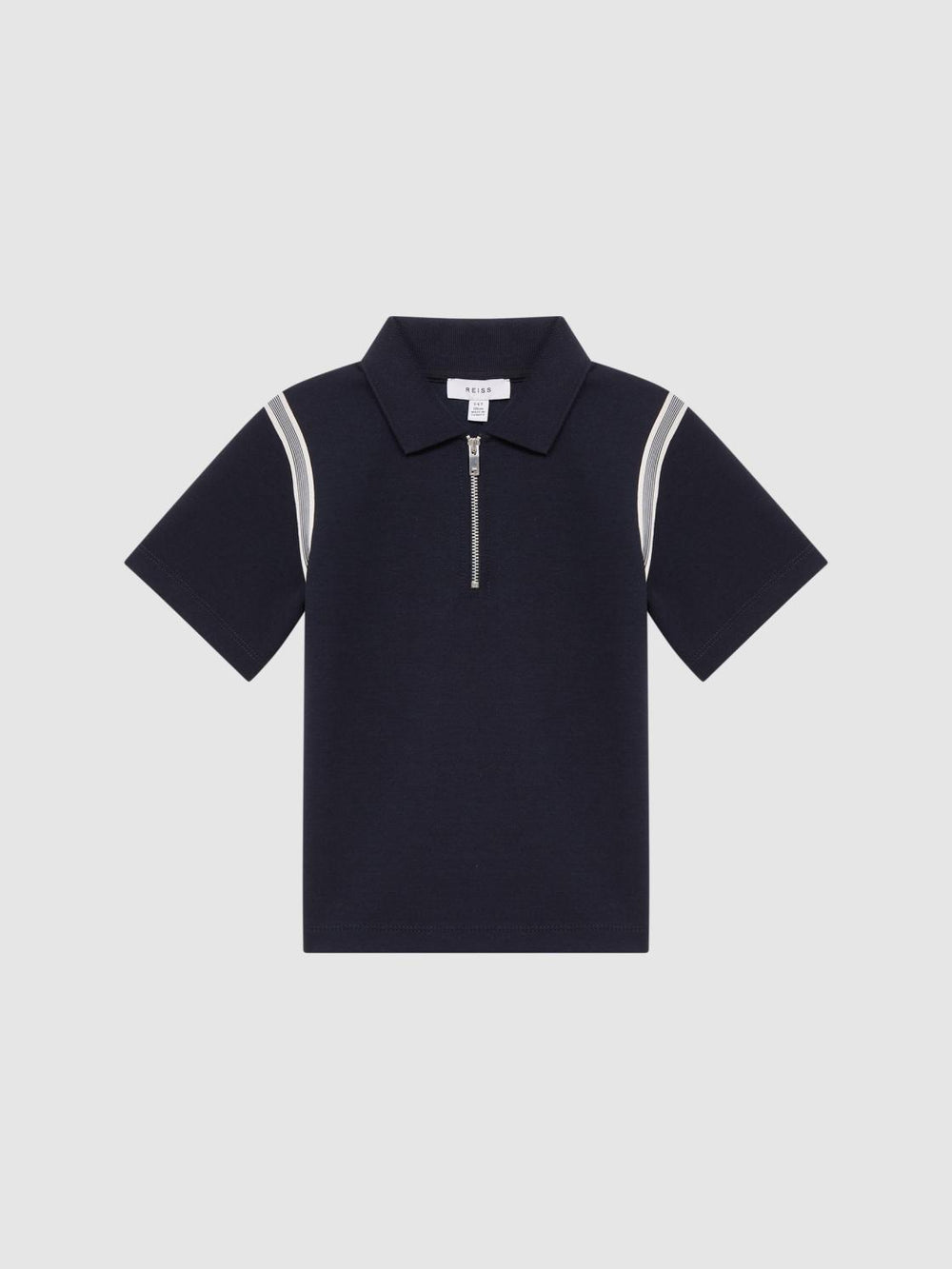 Reiss Polo Shirts | Monarch Half Zip Stripe Detail Polo Shirt Navy - Children