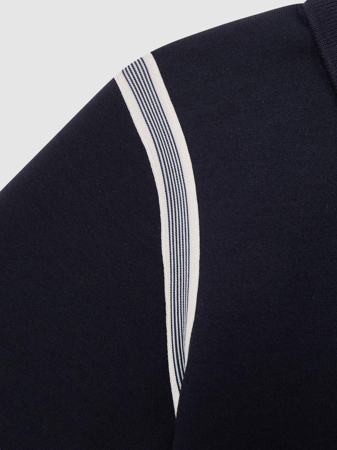 Reiss Polo Shirts | Monarch Half Zip Stripe Detail Polo Shirt Navy - Children