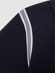 Reiss Polo Shirts | Monarch Half Zip Stripe Detail Polo Shirt Navy - Children