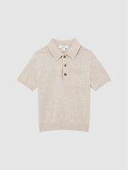 Reiss Polo Shirts | Ralphy Buttoned Linen Polo Oatmeal - Children