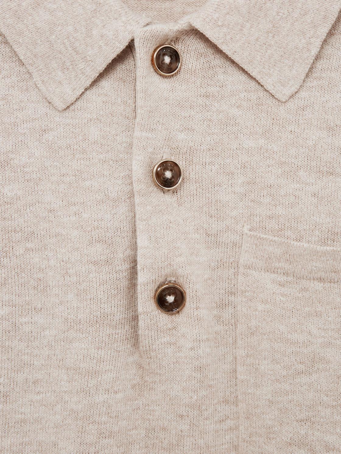 Reiss Polo Shirts | Ralphy Buttoned Linen Polo Oatmeal - Children