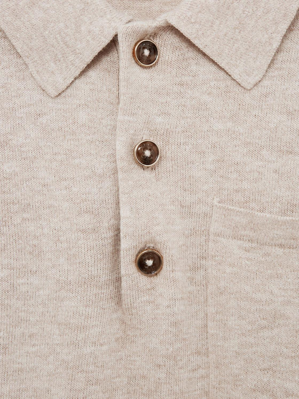 Reiss Polo Shirts | Ralphy Buttoned Linen Polo Oatmeal - Children
