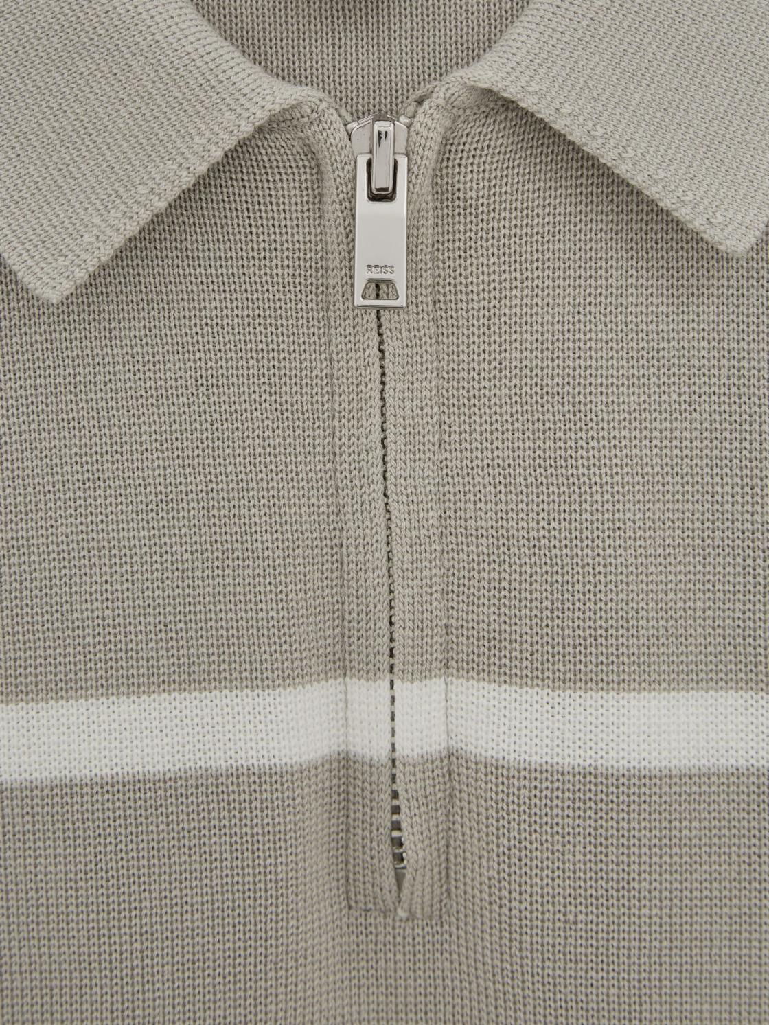 Reiss Polo Shirts | Tokyo Slim Fit Colourblock Half Zip Shirt Soft Grey/white - Children