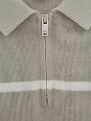 Reiss Polo Shirts | Tokyo Slim Fit Colourblock Half Zip Shirt Soft Grey/white - Children