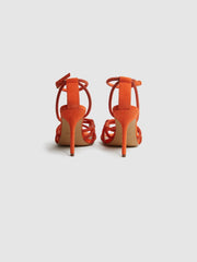 Reiss Sandals | Eryn Embellished Heeled Sandals Bright Orange - Women