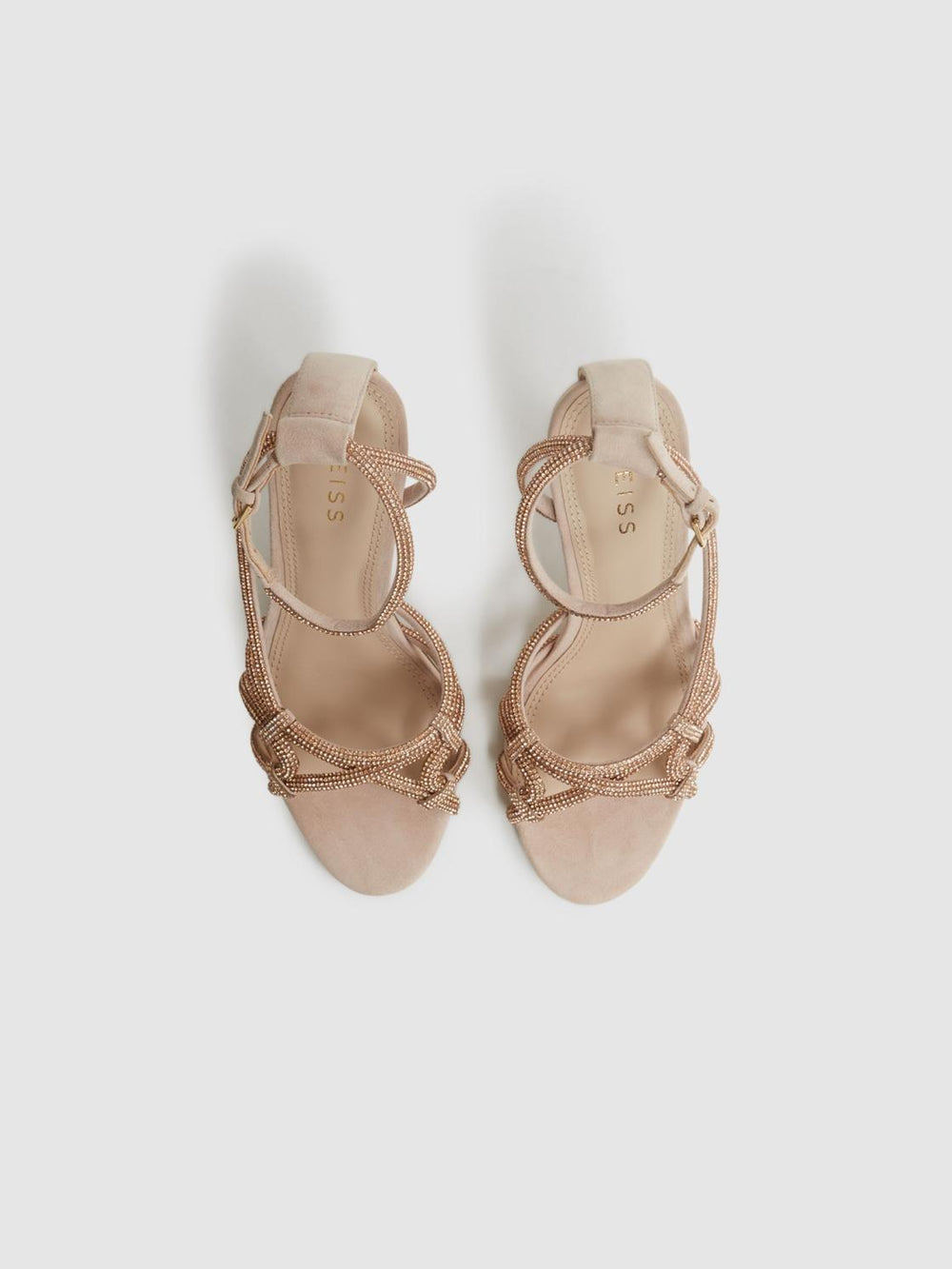 Reiss Sandals | Eryn Embellished Heeled Sandals Nude - Women