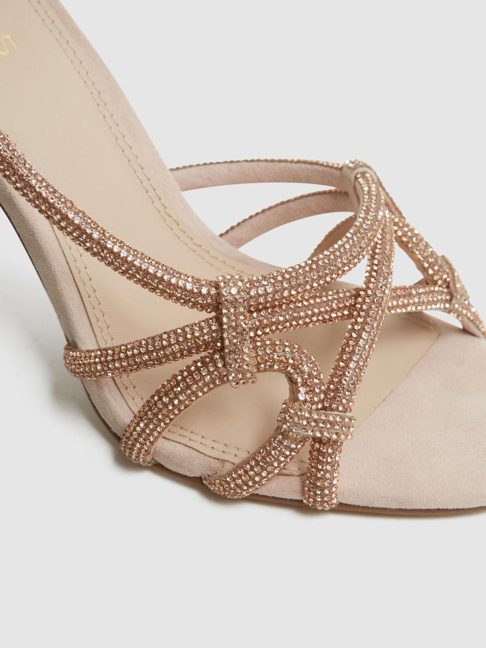 Reiss Sandals | Eryn Embellished Heeled Sandals Nude - Women