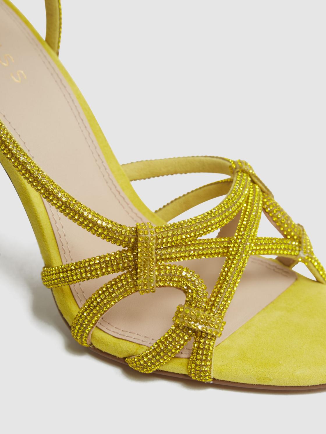 Reiss Sandals | Eryn Embellished Heeled Sandals Yellow - Women
