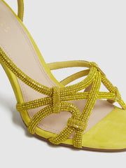Reiss Sandals | Eryn Embellished Heeled Sandals Yellow - Women