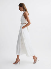 Reiss Sandals | Estel Embellished Heeled Sandals Nude - Women