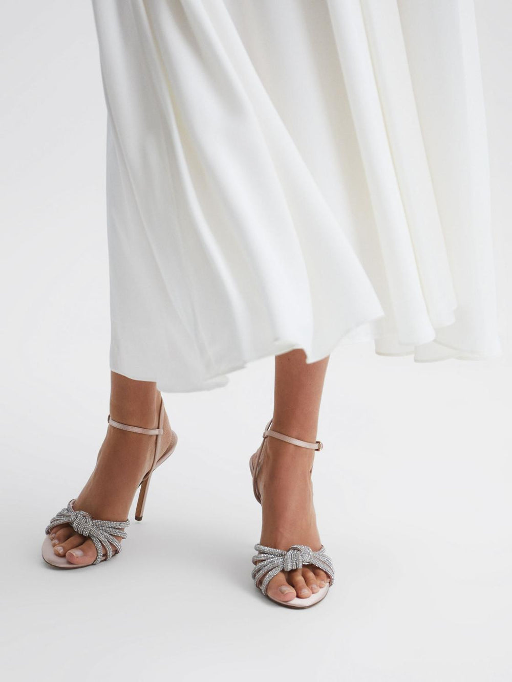 Reiss Sandals | Estel Embellished Heeled Sandals Nude - Women