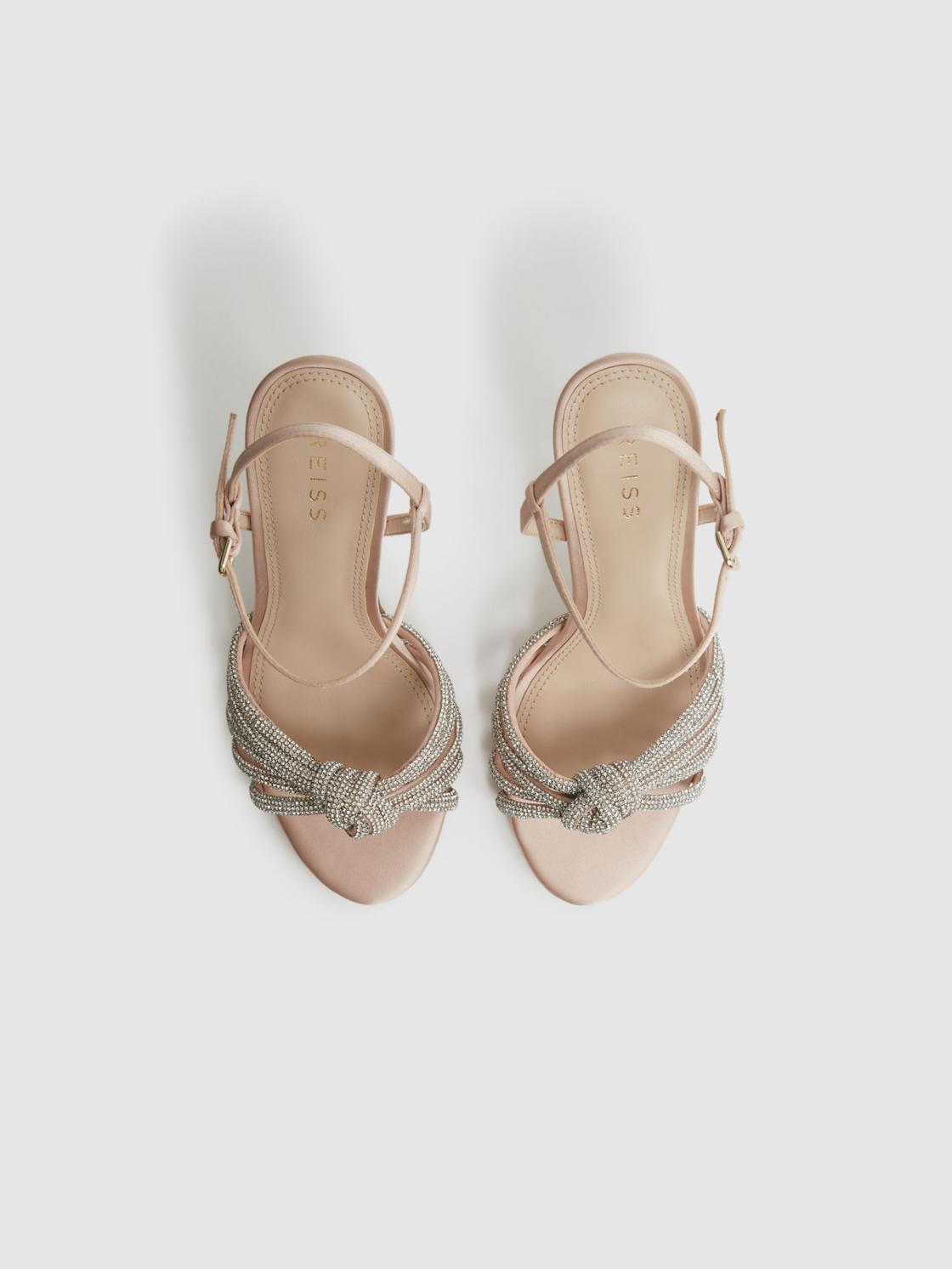 Reiss Sandals | Estel Embellished Heeled Sandals Nude - Women