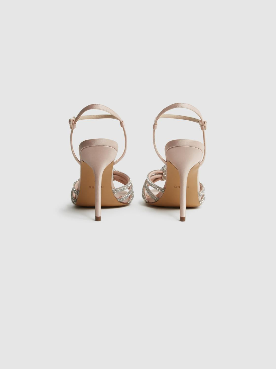 Reiss Sandals | Estel Embellished Heeled Sandals Nude - Women