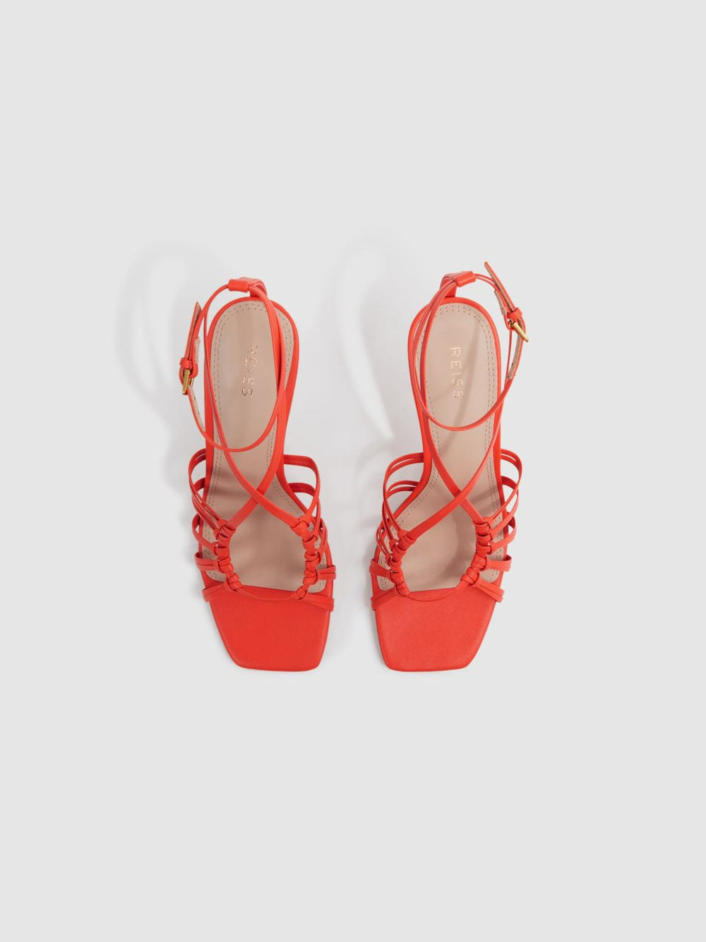 Reiss Sandals | Eva Leather Strappy Heels Coral - Women