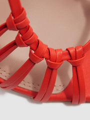 Reiss Sandals | Eva Leather Strappy Heels Coral - Women