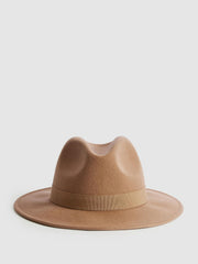 Reiss Scarves, Hats &amp; Gloves | Ashbourne Wool Fedora Hat Camel - Women