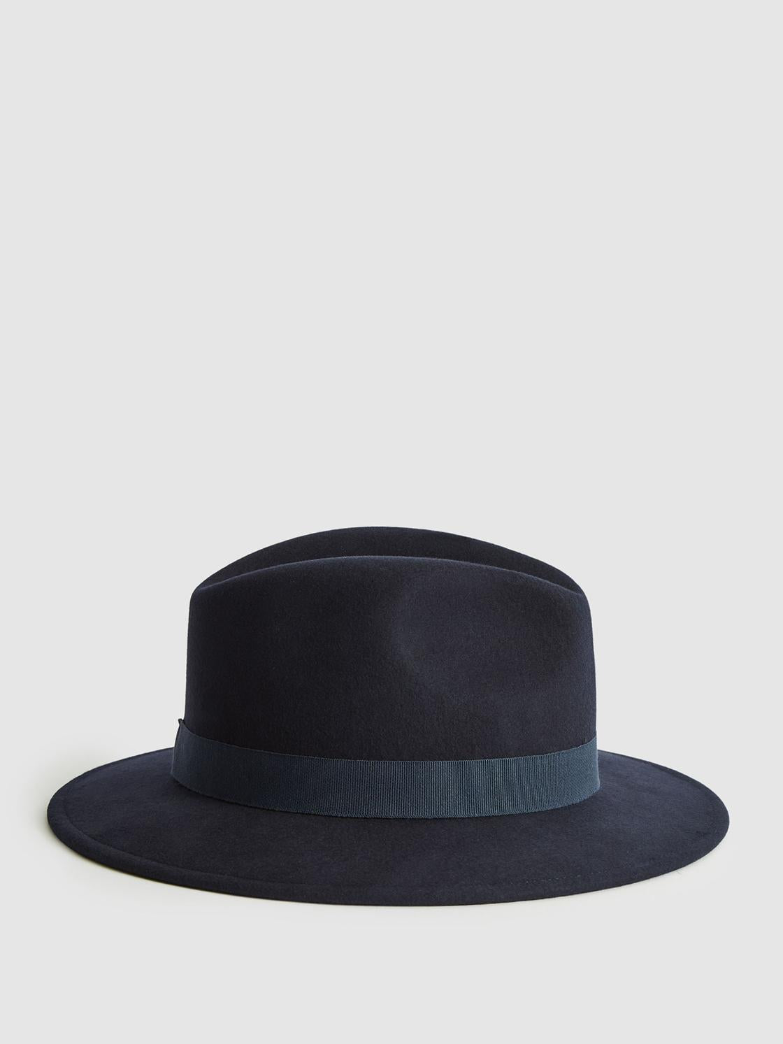 Reiss Scarves, Hats &amp; Gloves | Ashbourne Wool Fedora Hat Navy - Women