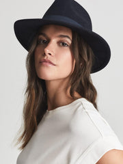 Reiss Scarves, Hats &amp; Gloves | Ashbourne Wool Fedora Hat Navy - Women