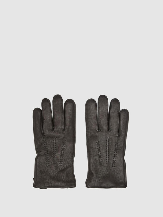 Reiss Scarves, Hats &amp; Gloves | Iowa Leather Gloves Black - Men