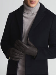 Reiss Scarves, Hats &amp; Gloves | Iowa Leather Gloves Chocolate - Men