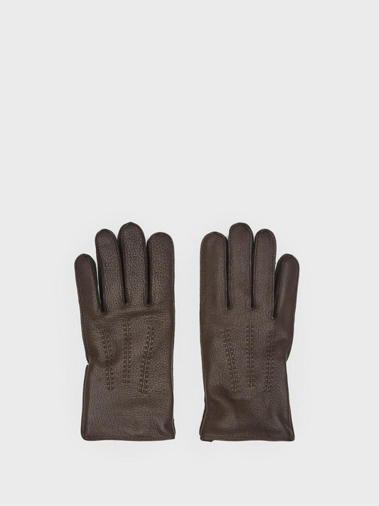 Reiss Scarves, Hats &amp; Gloves | Iowa Leather Gloves Chocolate - Men