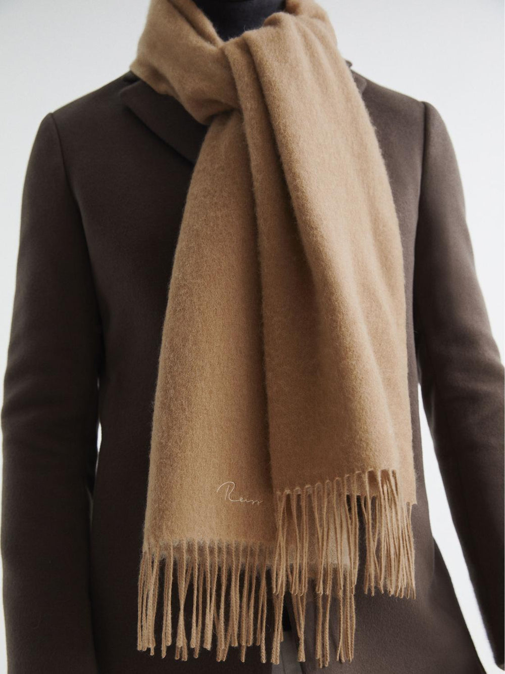 Reiss Scarves, Hats &amp; Gloves | Picton Cashmere Blend Scarf Camel - Men