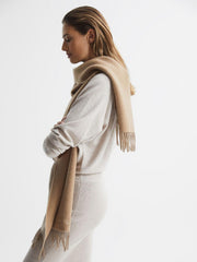 Reiss Scarves, Hats &amp; Gloves | Picton Cashmere Blend Scarf Camel - Women